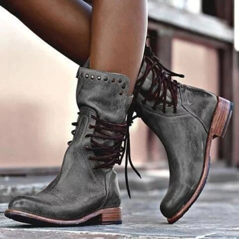Amaya™ - Bottines en cuir vintage à lacets