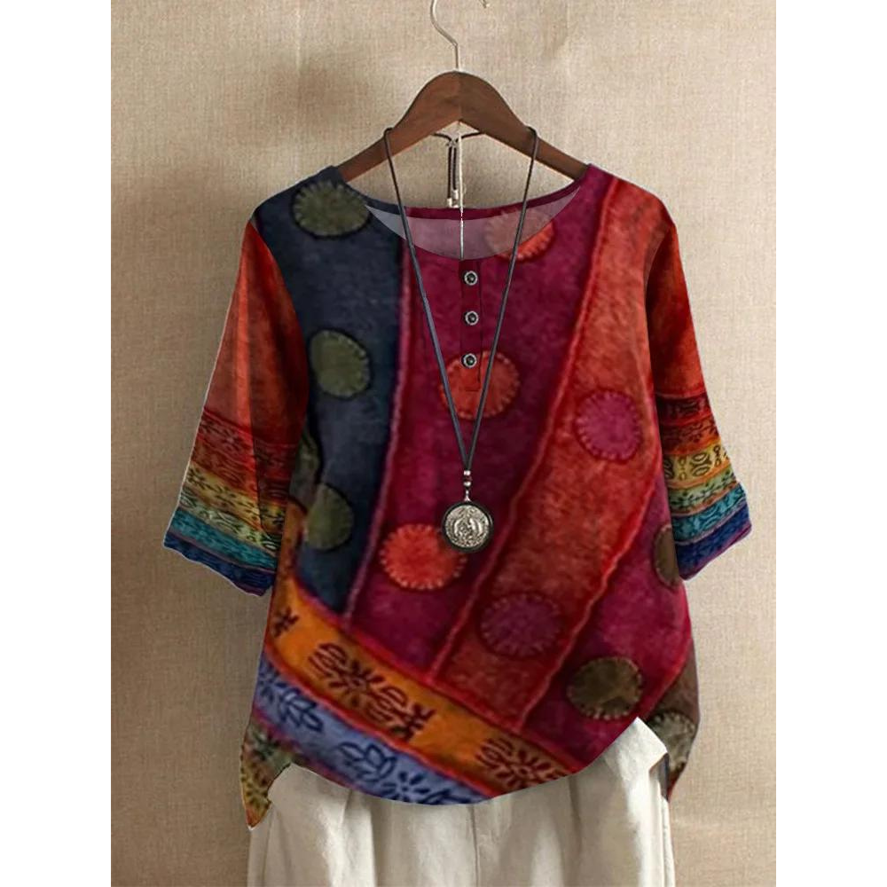Kirsten - Blouse confortable et colorée à manches mi-longues