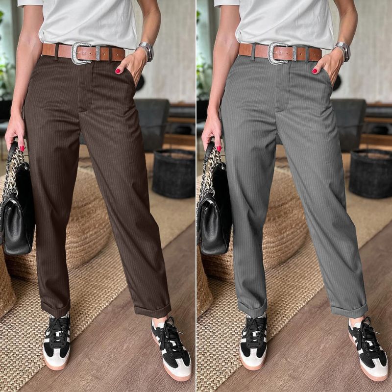 Bella™ | Pantalon galbant rayé