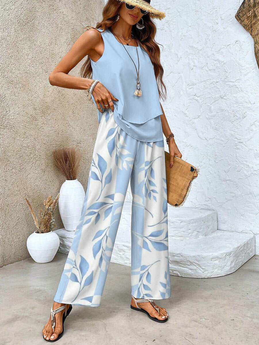Alba | Ensemble élégant à motif fleuri avec haut et pantalon
