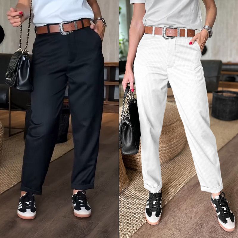 Bella™ | Pantalon galbant rayé