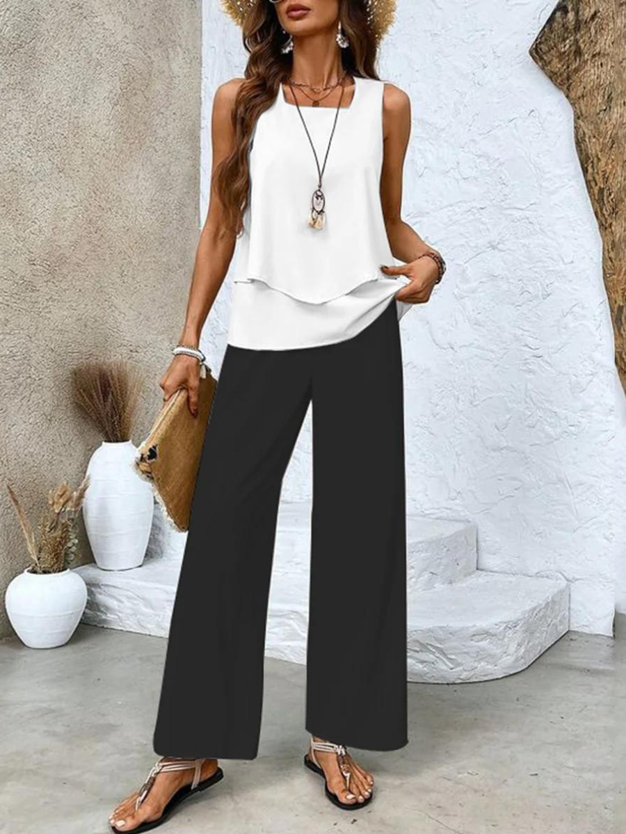 Alba | Ensemble élégant à motif fleuri avec haut et pantalon