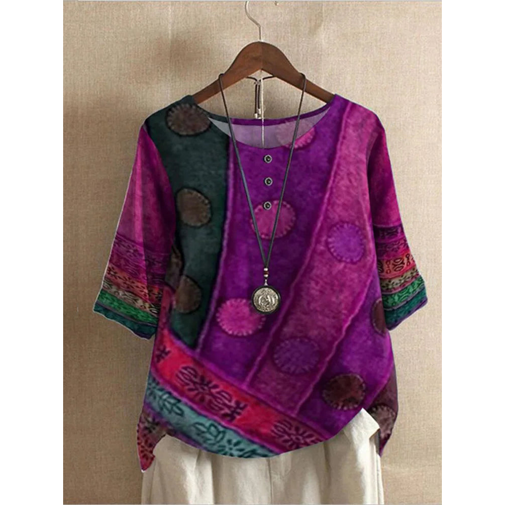 Kirsten - Blouse confortable et colorée à manches mi-longues