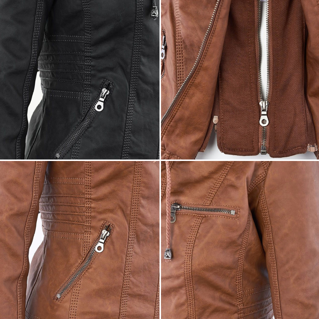 Sienna™ | Veste en simili cuir avec capuche