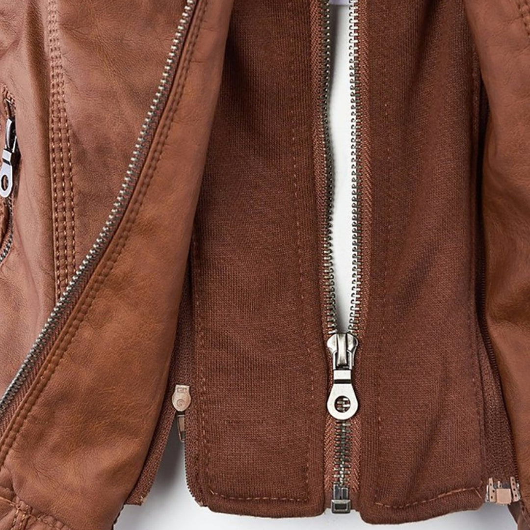 Sienna™ | Veste en simili cuir avec capuche