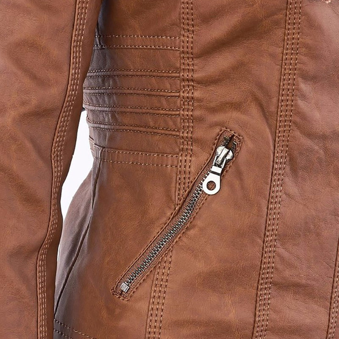 Sienna™ | Veste en simili cuir avec capuche