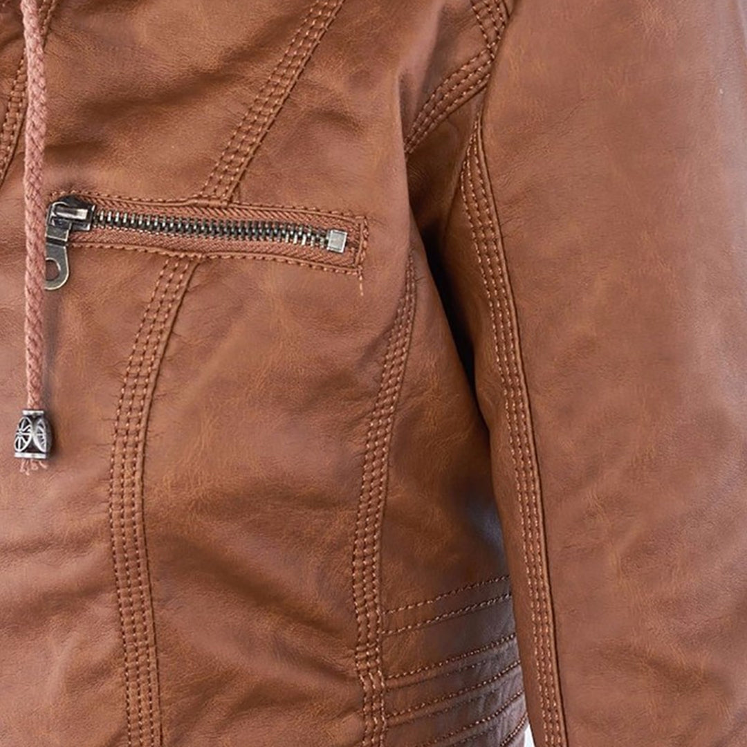 Sienna™ | Veste en simili cuir avec capuche
