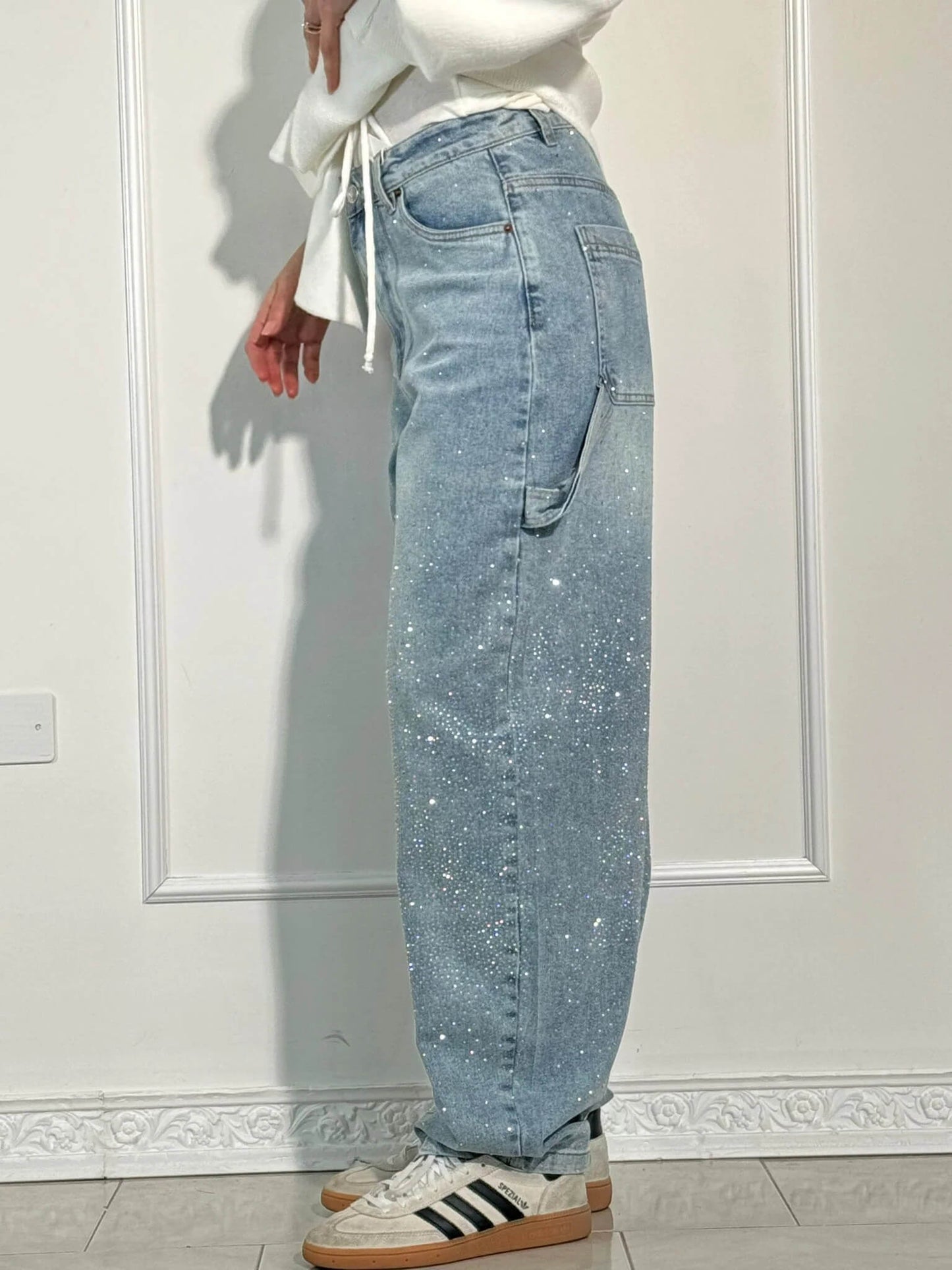 Calypso | Pantalon taille haute à jambes larges et poches à boutons