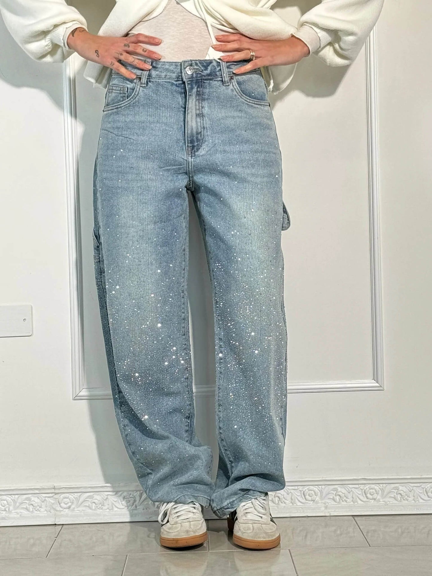 Calypso | Pantalon taille haute à jambes larges et poches à boutons