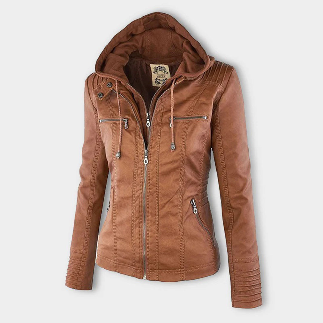 Sienna™ | Veste en simili cuir avec capuche