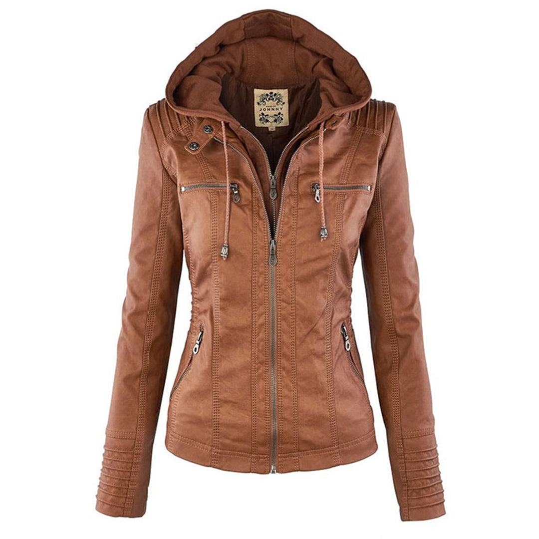 Sienna™ | Veste en simili cuir avec capuche