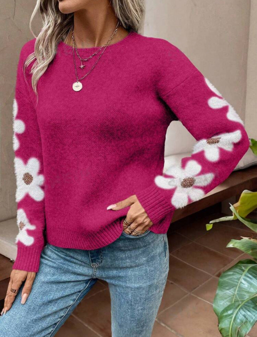 Sophie™ | Pull Doux à Fleurs Élégantes