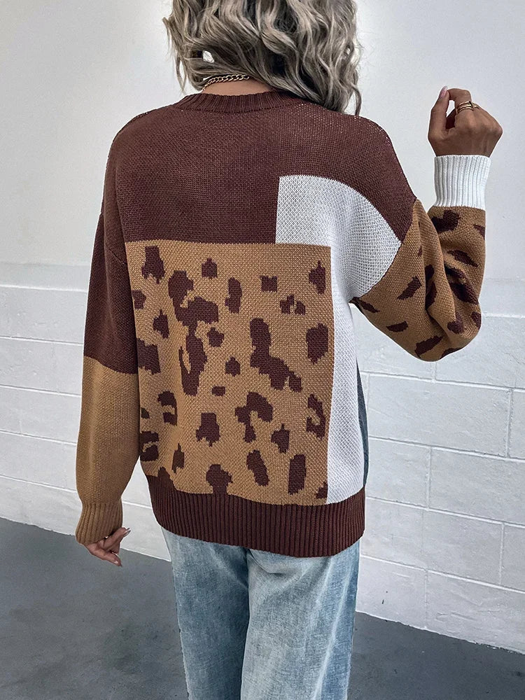 Audrey™ | Pull Patchwork Léopard Vintage