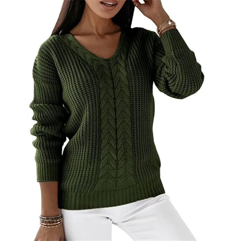 Jeanne™ | Pull Tricoté Vintage à Col V