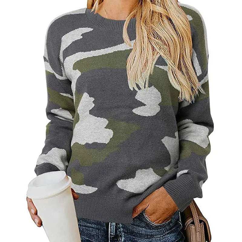 Élise™ | Pull Camouflage Léopard en Maille