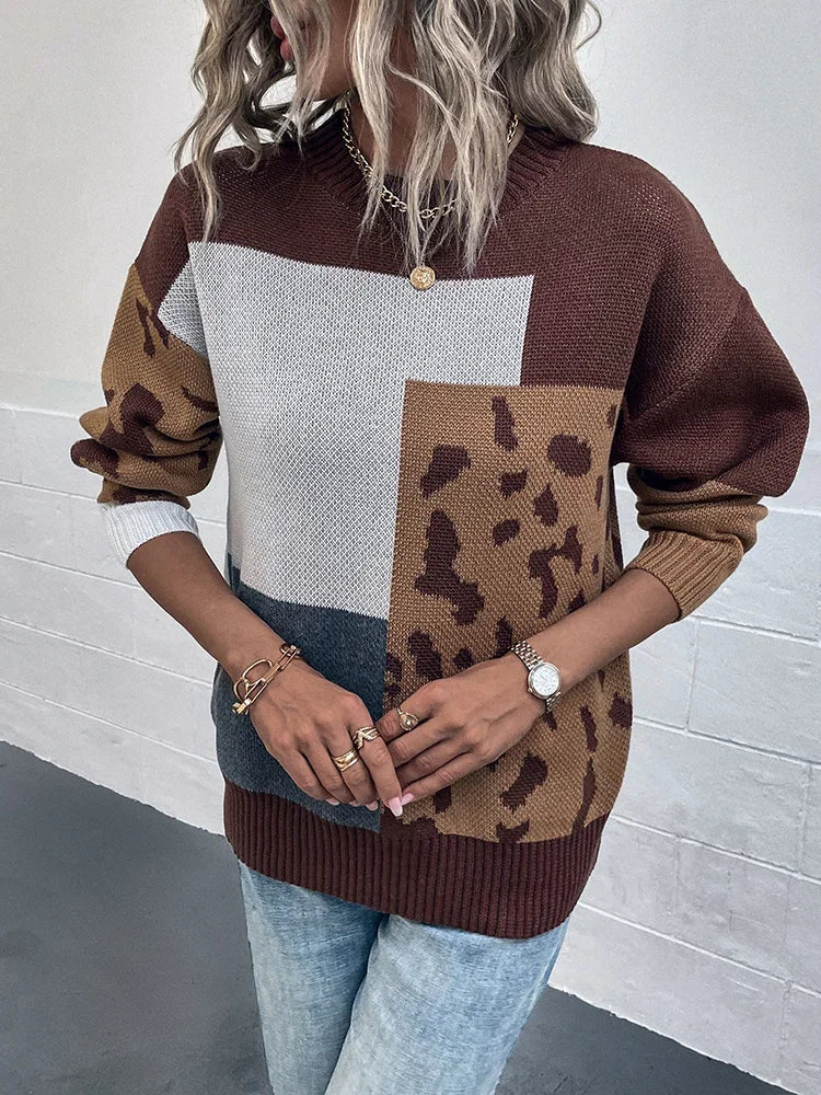 Audrey™ | Pull Patchwork Léopard Vintage