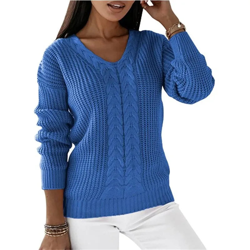 Jeanne™ | Pull Tricoté Vintage à Col V