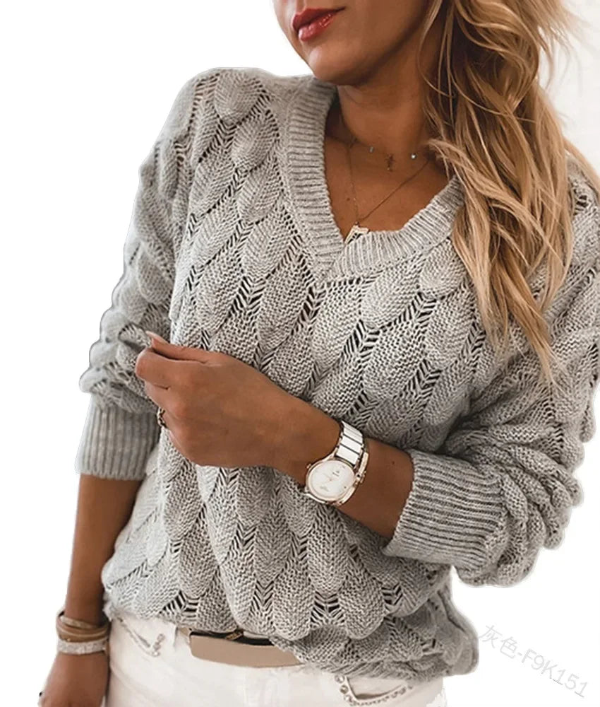 Sophie™ | Pull Décontracté à Col V Ajouré