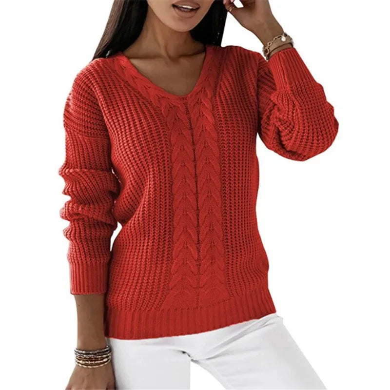 Jeanne™ | Pull Tricoté Vintage à Col V