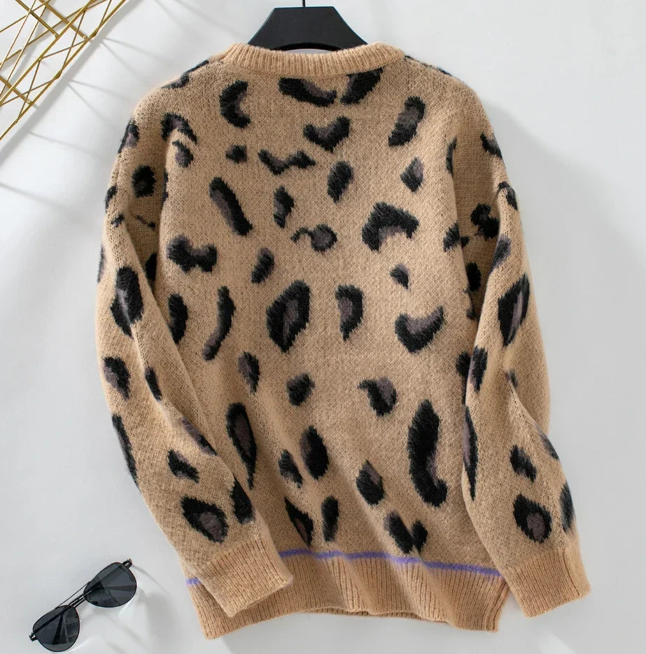 Margaux™ | Pull Jacquard en Laine à Imprimé Léopard
