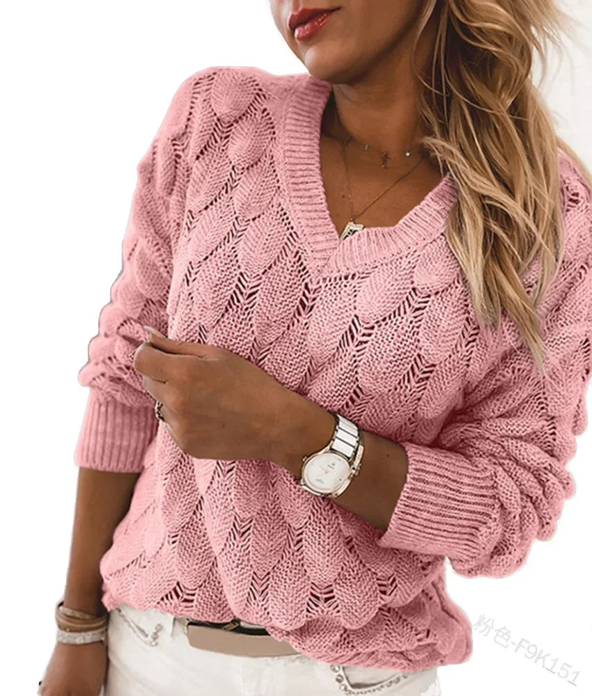 Sophie™ | Pull Décontracté à Col V Ajouré