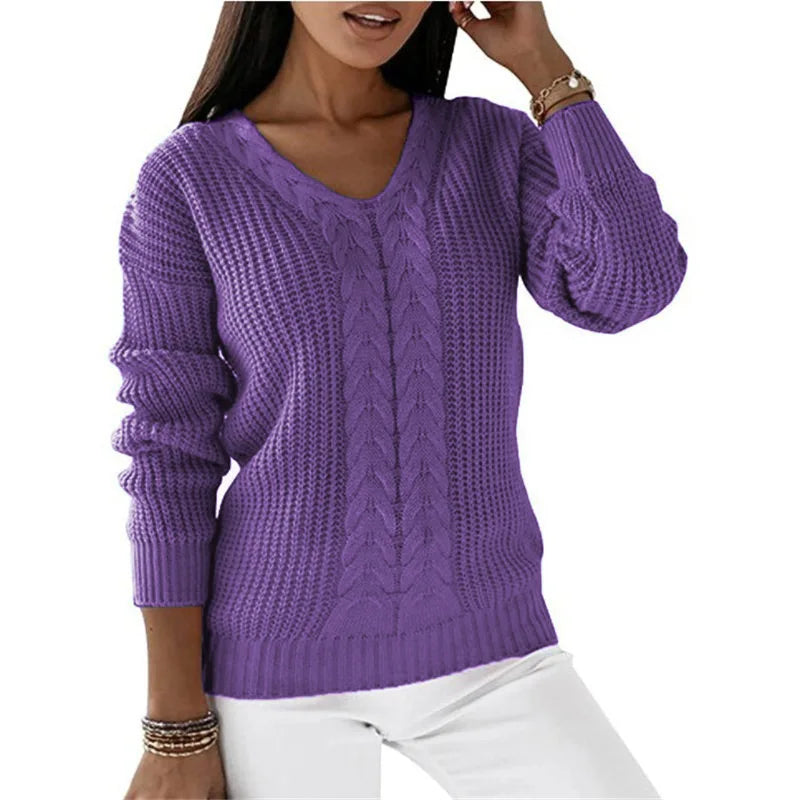 Jeanne™ | Pull Tricoté Vintage à Col V