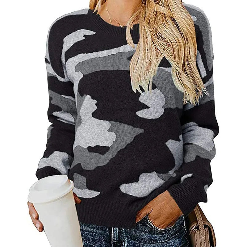 Élise™ | Pull Camouflage Léopard en Maille