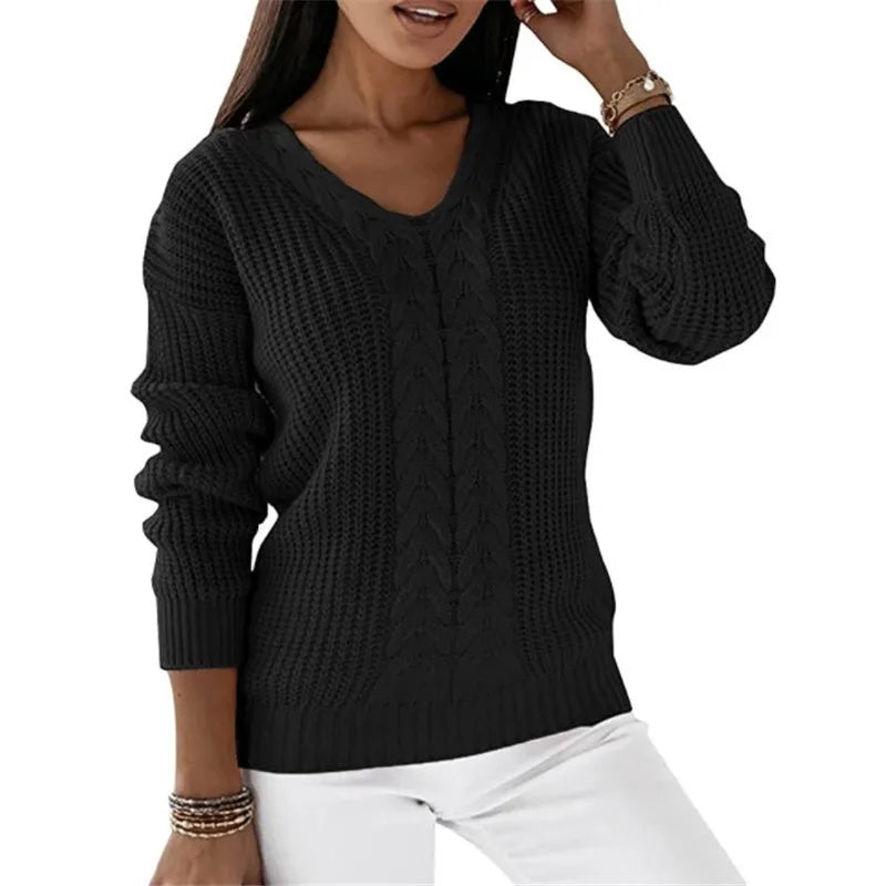 Jeanne™ | Pull Tricoté Vintage à Col V