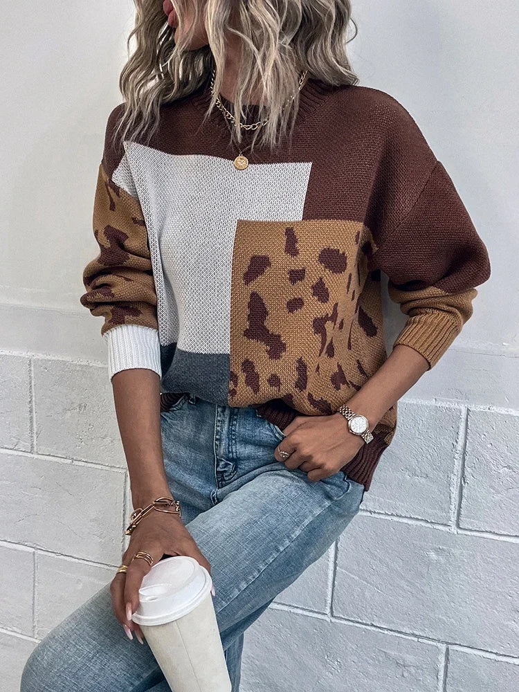 Audrey™ | Pull Patchwork Léopard Vintage