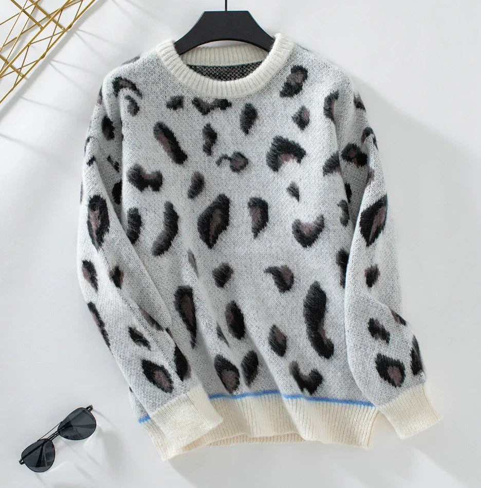 Margaux™ | Pull Jacquard en Laine à Imprimé Léopard