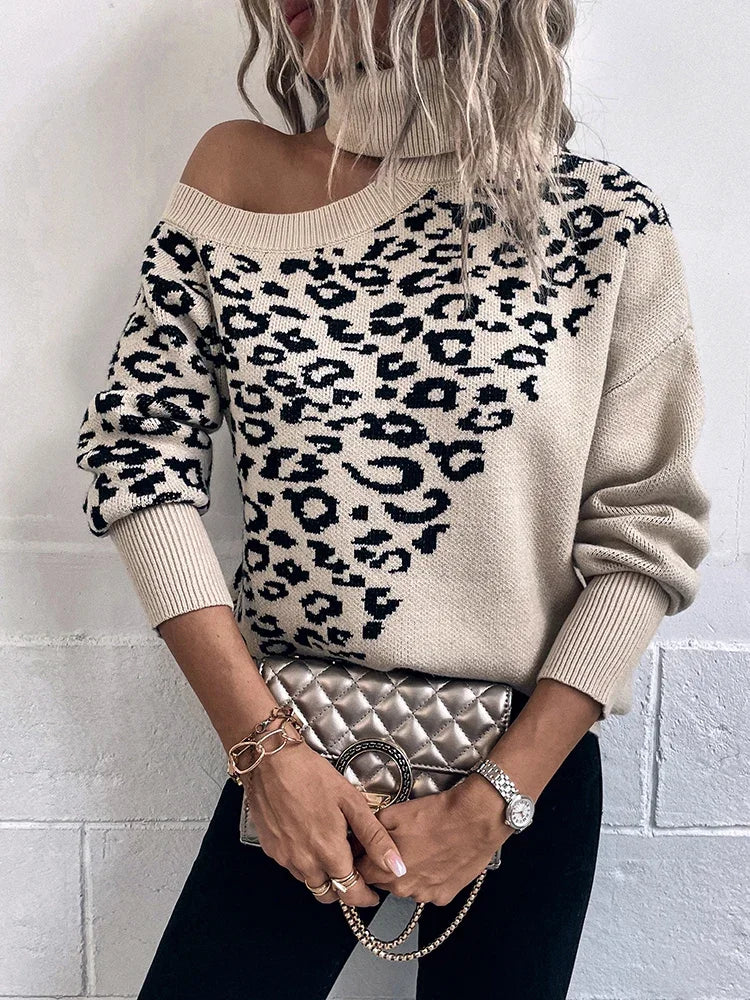 Gabrielle™ | Pull Léopard à Épaules Tombantes