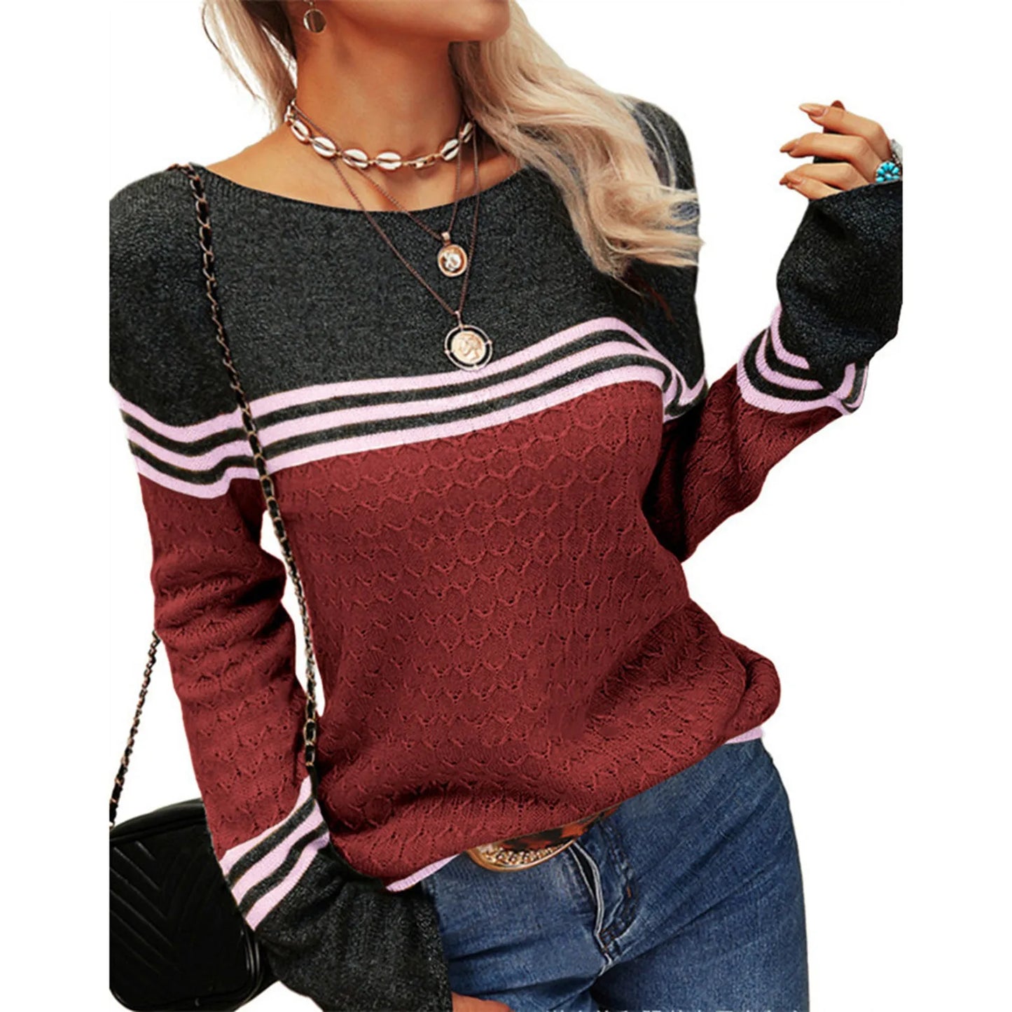 Mathilde™ | Pull Tricoté à Rayures Décontracté