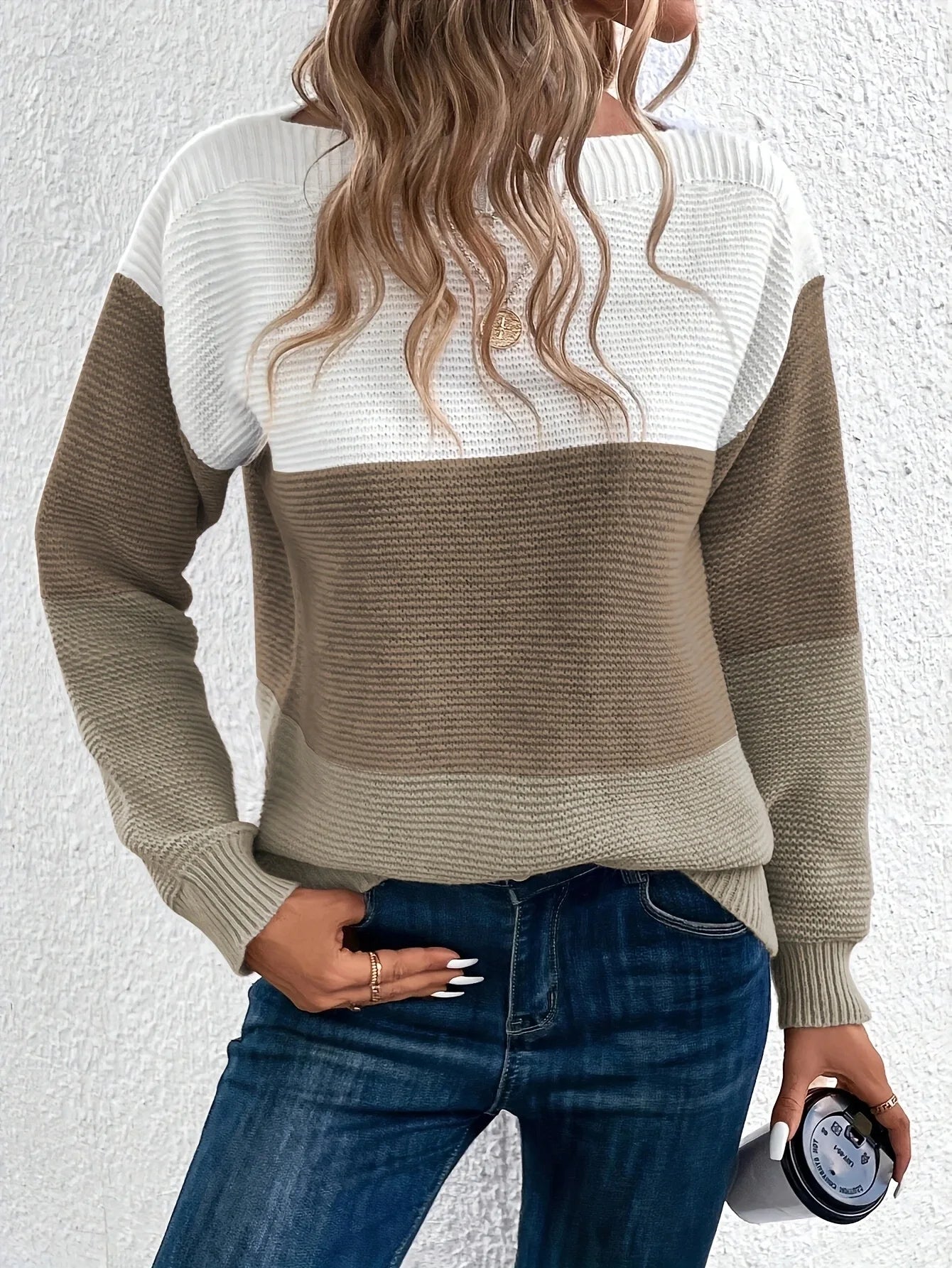 Claire™ | Élégant pull-over patchwork tricolore