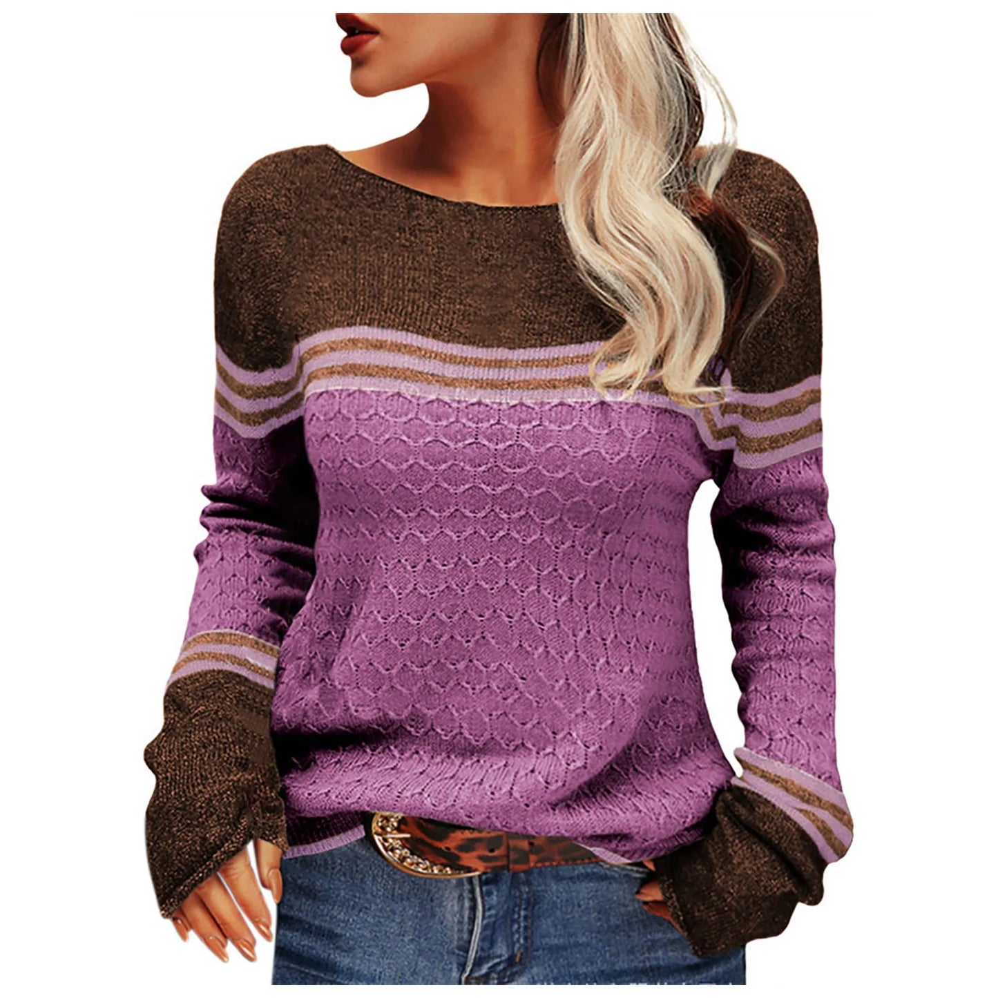 Mathilde™ | Pull Tricoté à Rayures Décontracté