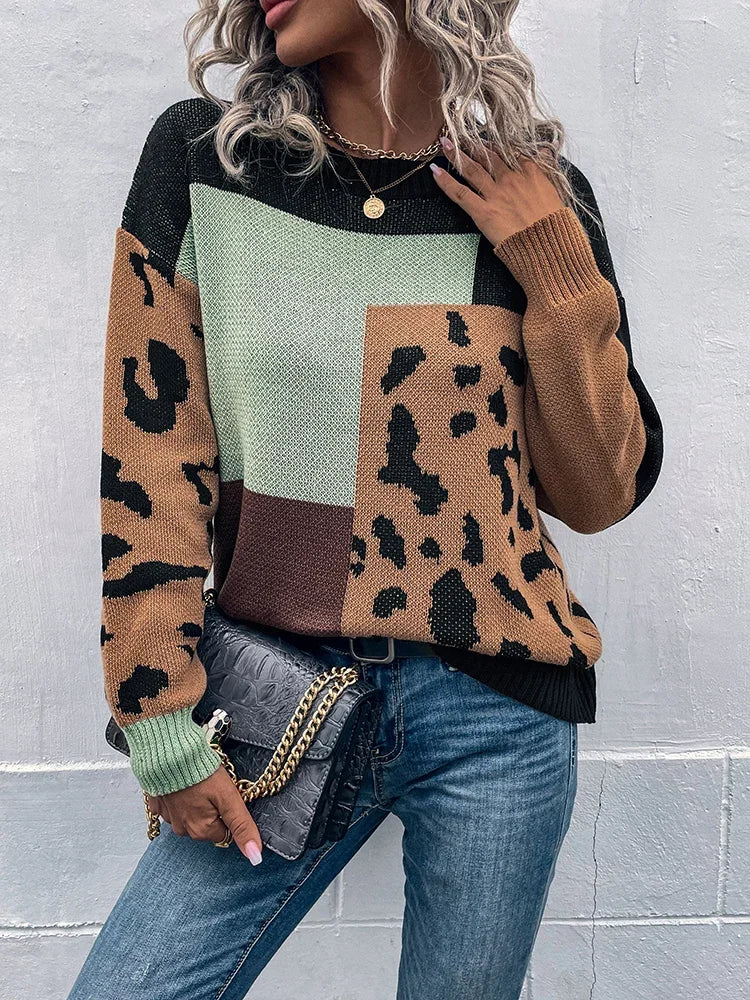 Audrey™ | Pull Patchwork Léopard Vintage