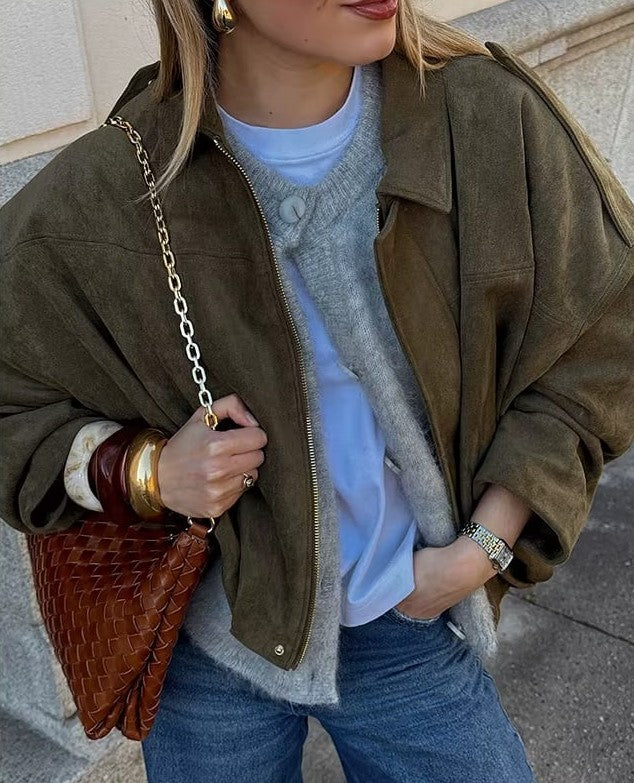 Delorien - Blouson Bomber en Suédine