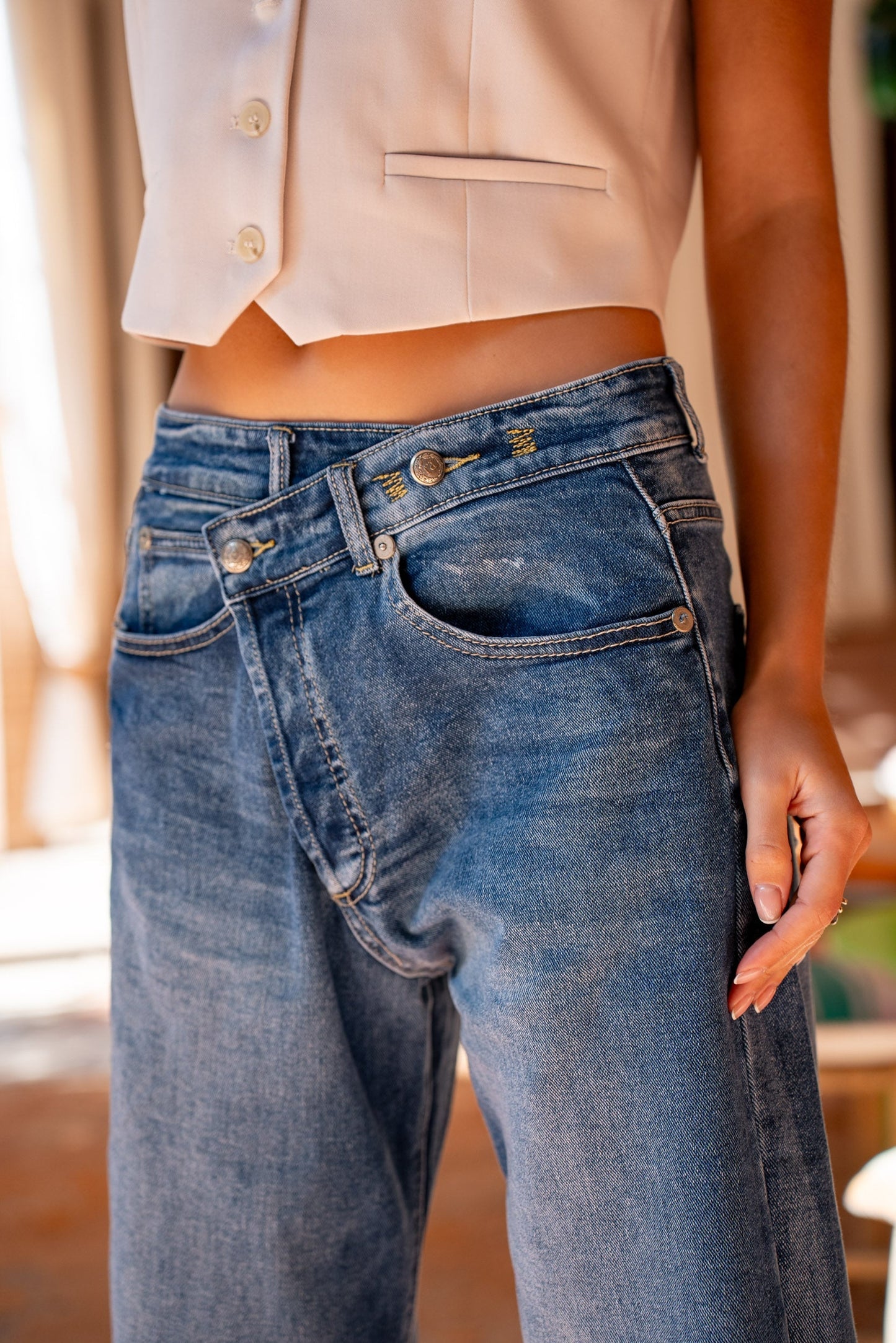 Zoe™ | Jean Loose Fermeture Asymétrique