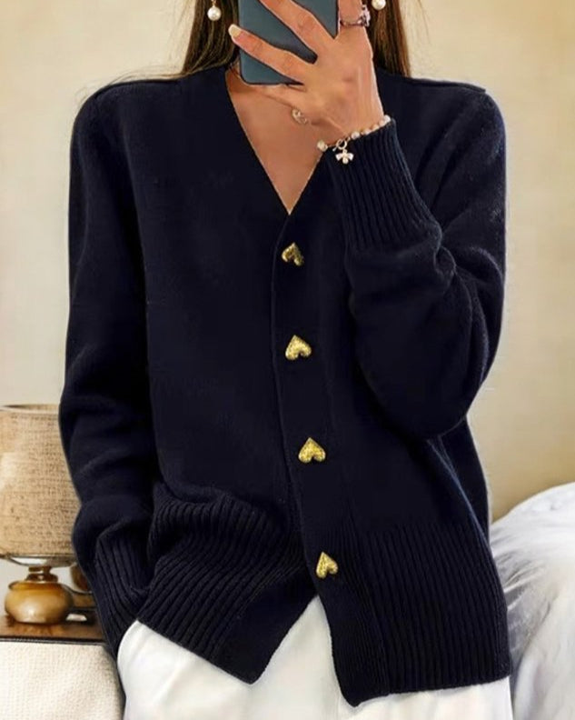 Louise™ | Cardigan Élégant avec Boutons Cœur