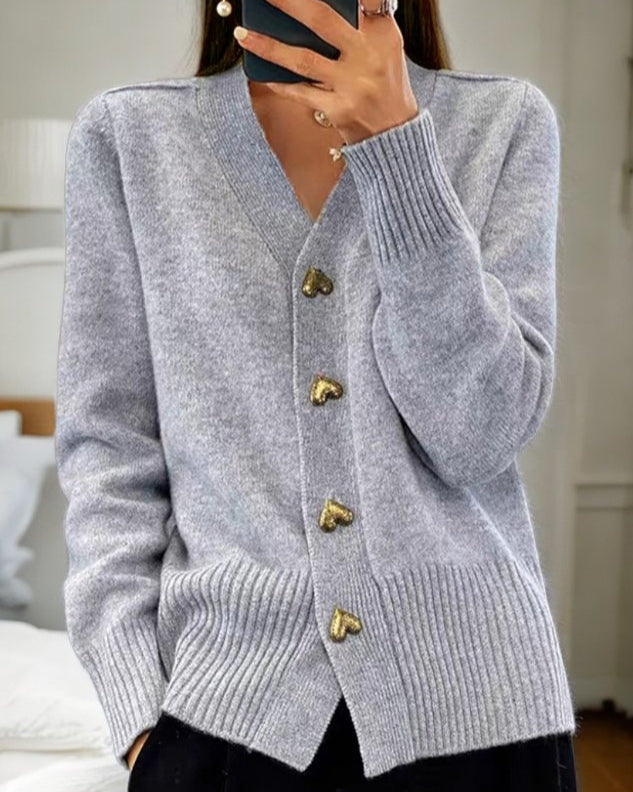 Louise™ | Cardigan Élégant avec Boutons Cœur