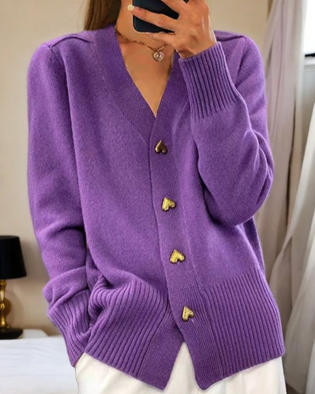 Louise™ | Cardigan Élégant avec Boutons Cœur
