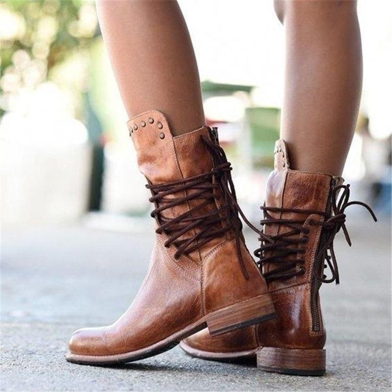 Amaya™ - Bottines en cuir vintage à lacets