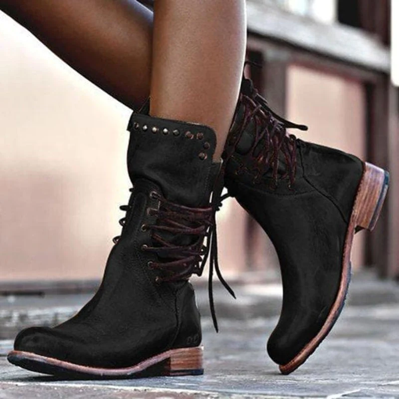 Amaya™ - Bottines en cuir vintage à lacets