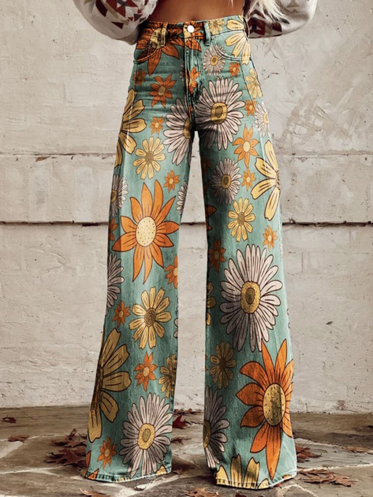 Pastel™ | Pantalon large à fleurs vintage