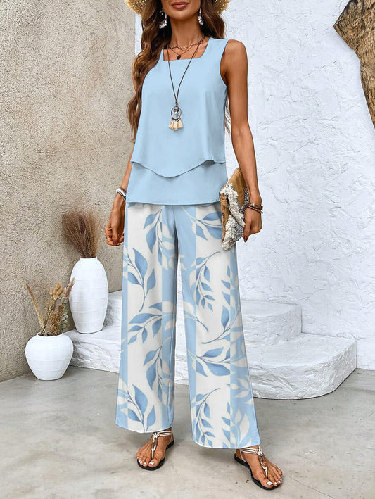 Alba | Ensemble élégant à motif fleuri avec haut et pantalon