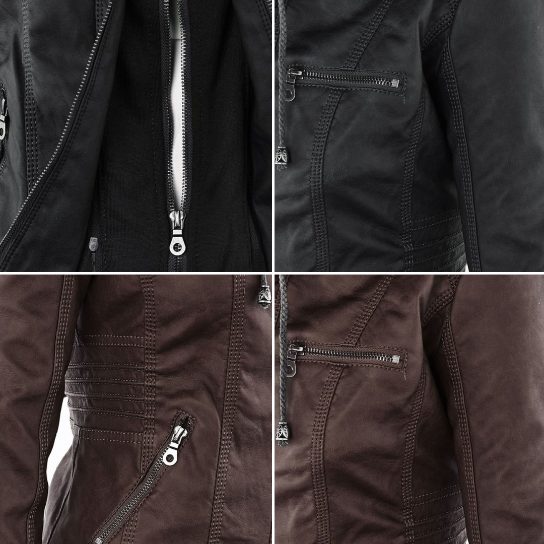 Sienna™ | Veste en simili cuir avec capuche