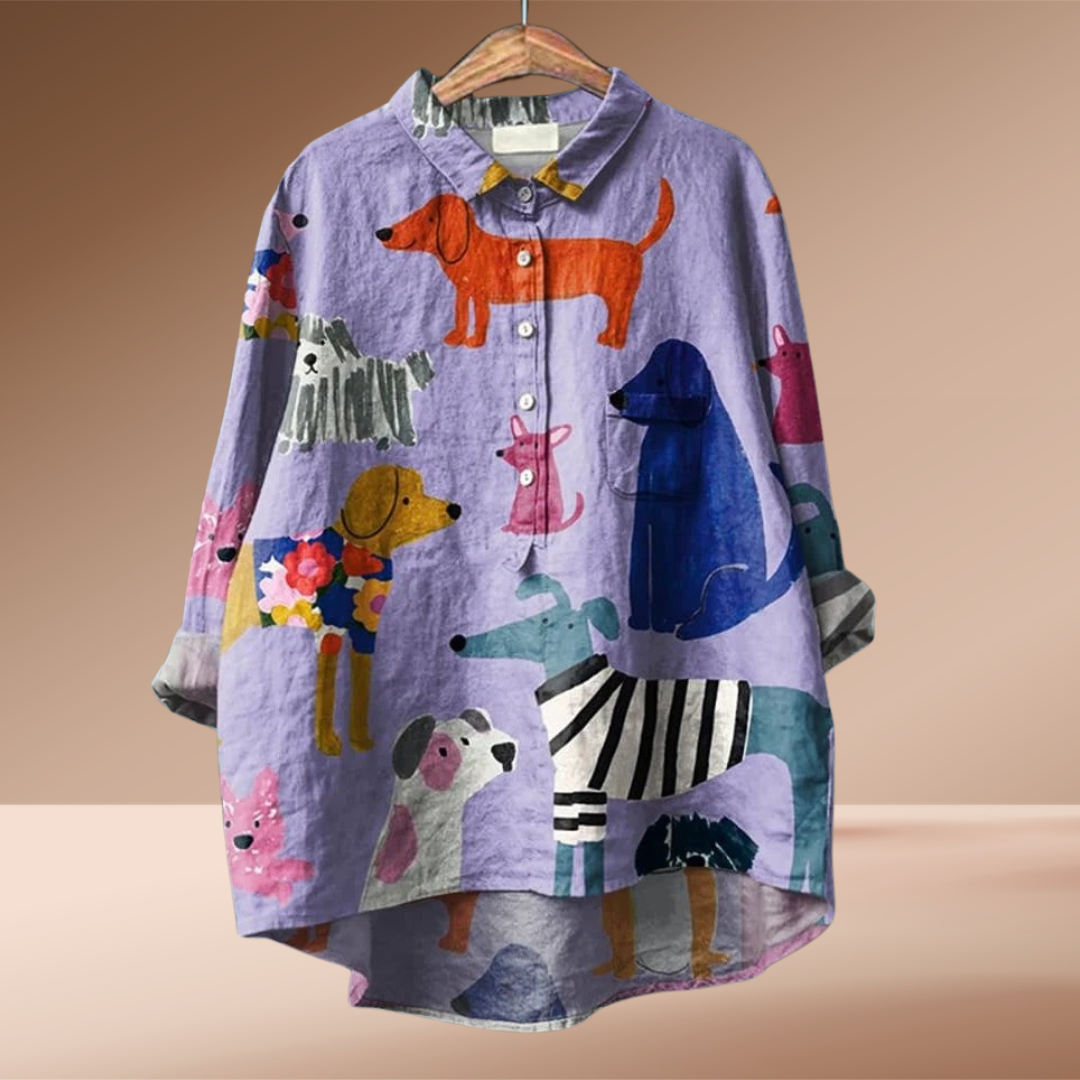 Maria | Blouse Femme Exclusive avec Imprimé Chiens