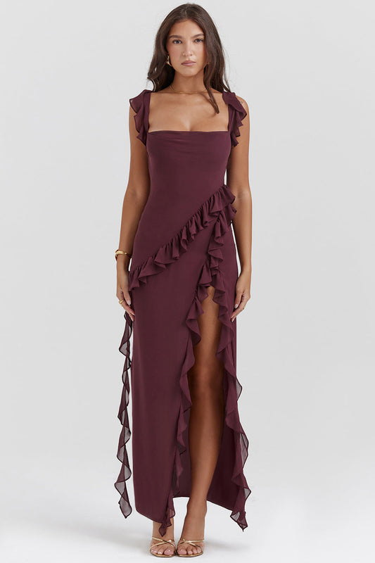 Amira Robe Longue – Prune Foncé