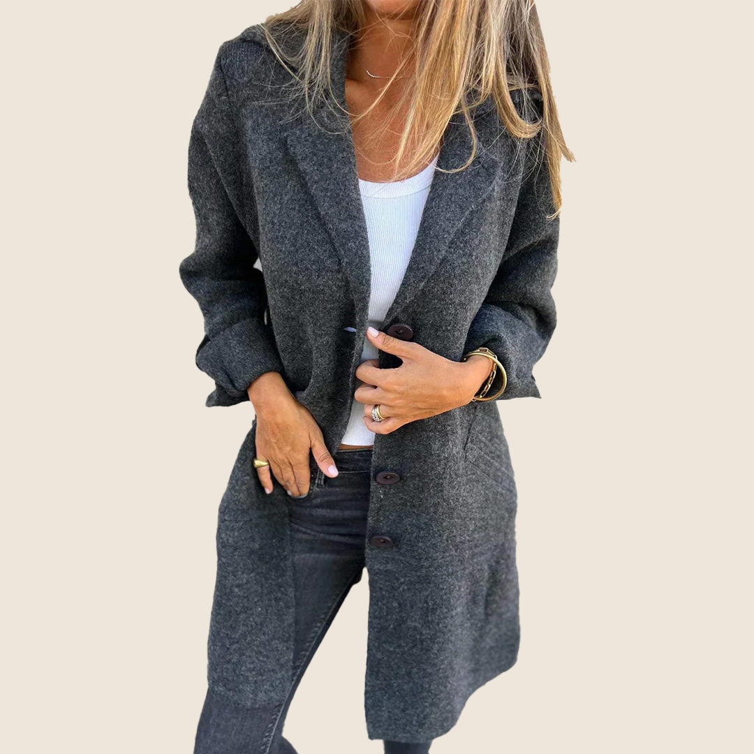 Manteau Casual Monopette avec Revers
