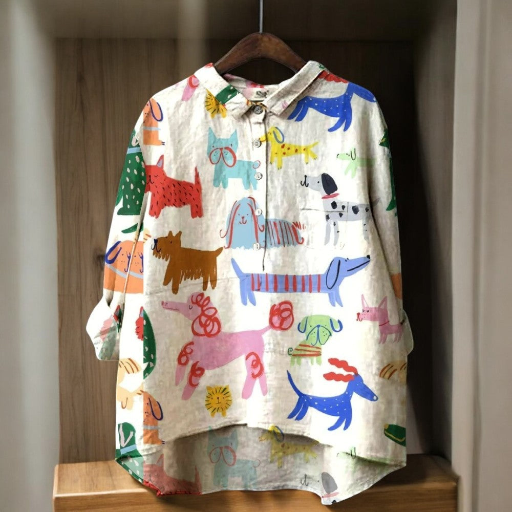 Maria | Blouse Femme Exclusive avec Imprimé Chiens