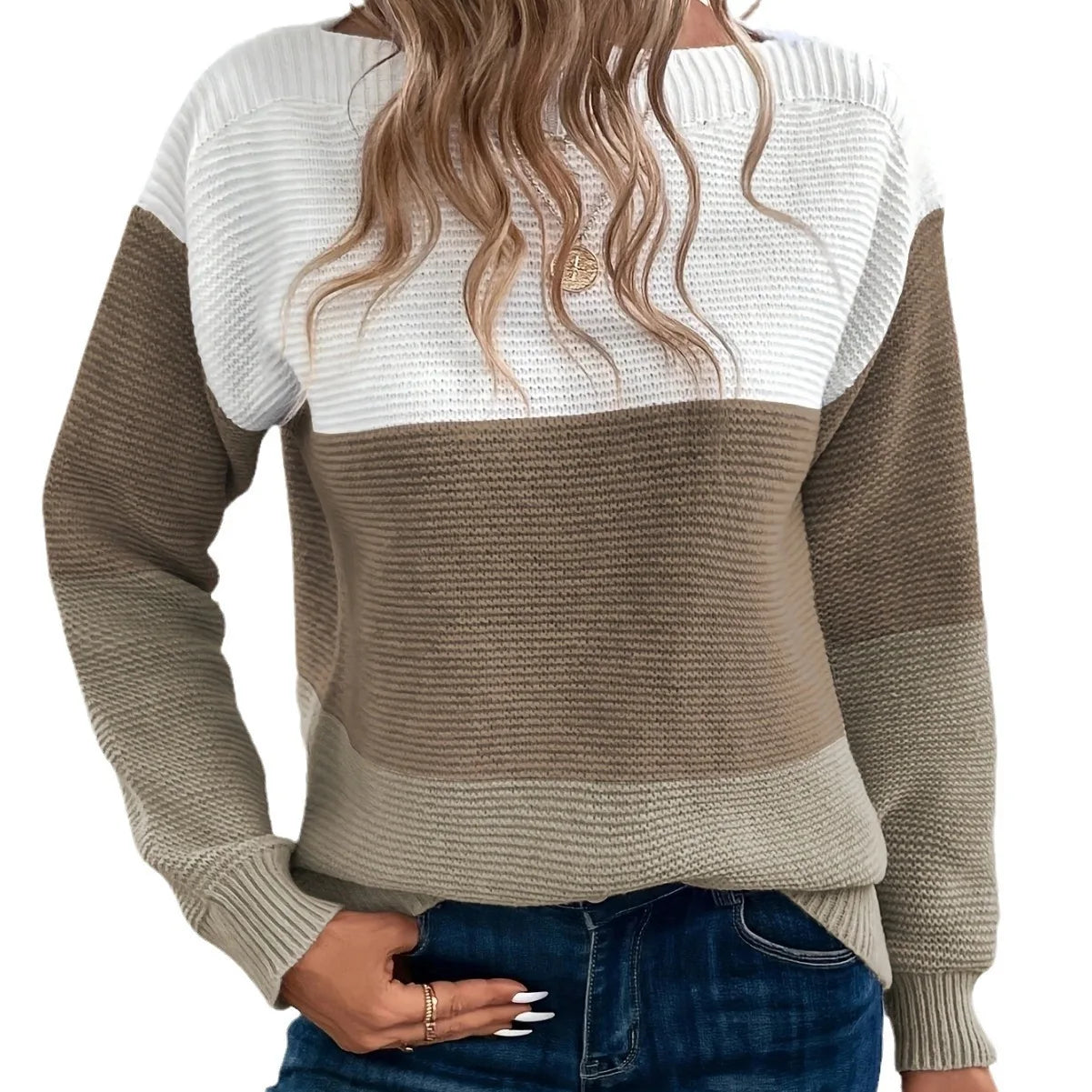 Claire™ | Élégant pull-over patchwork tricolore